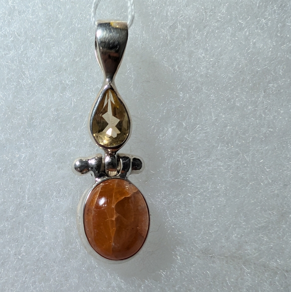 Jewelry - Sunstone And Citrine Set In 925 Sterling Silver Pendant